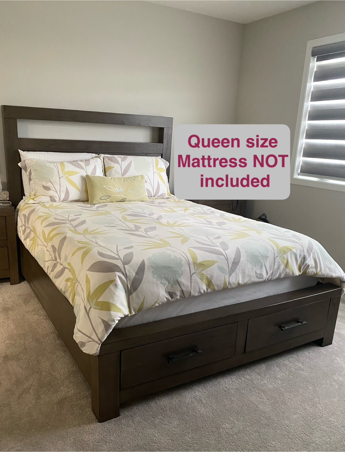Queen Size Bed Frame with Storage
