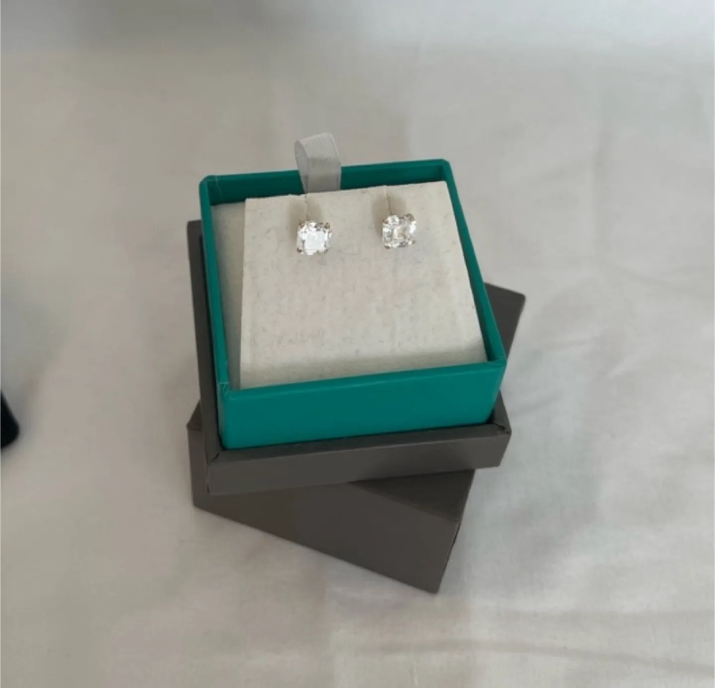 BN- 14K GOLD  White Clear CZ  cushion cut Earrings image indicator(3)