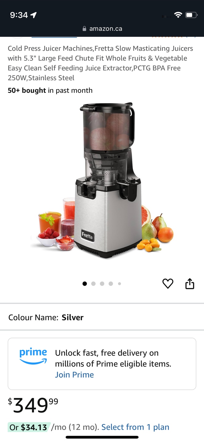 Fretta Slow Masticating Juicer 🇨🇦