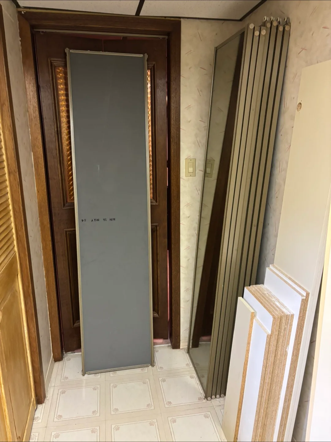 Sliding glass mirror closet doors. image indicator(2)