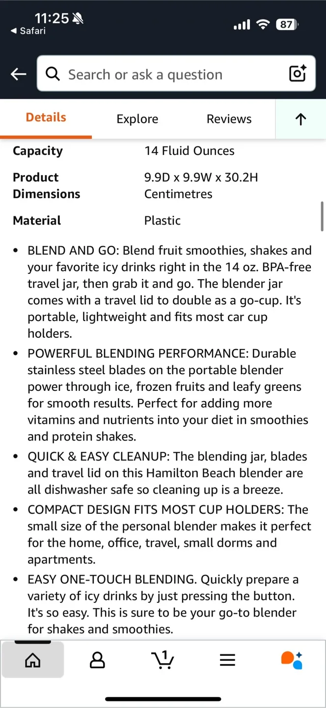 Hamilton Beach Personal Smoothie Blender image indicator(3)