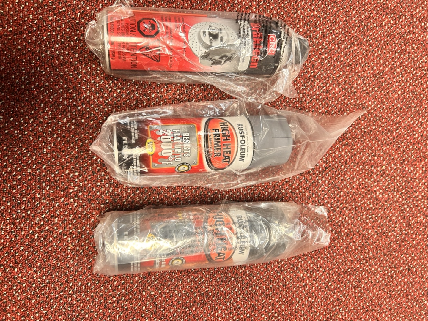 Rust-Oleum High Heat Primer and Paints and brake cleaner