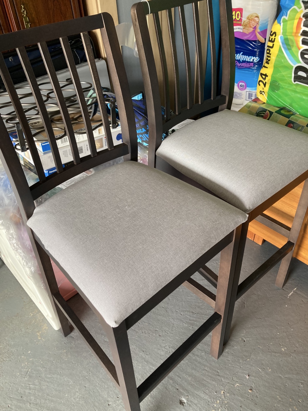 Pair of Grey Cushioned Counter Stools - photo 3