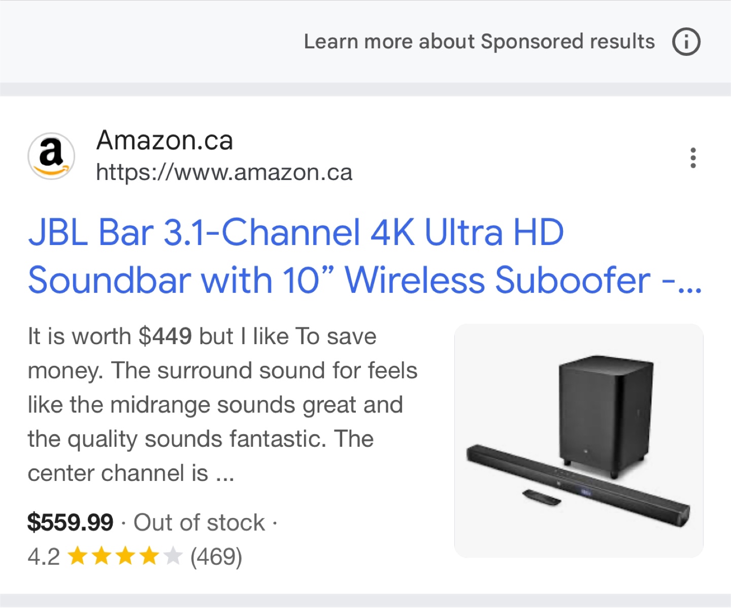 JBL Bar 3.1 Soundbar with Subwoofer - photo 3