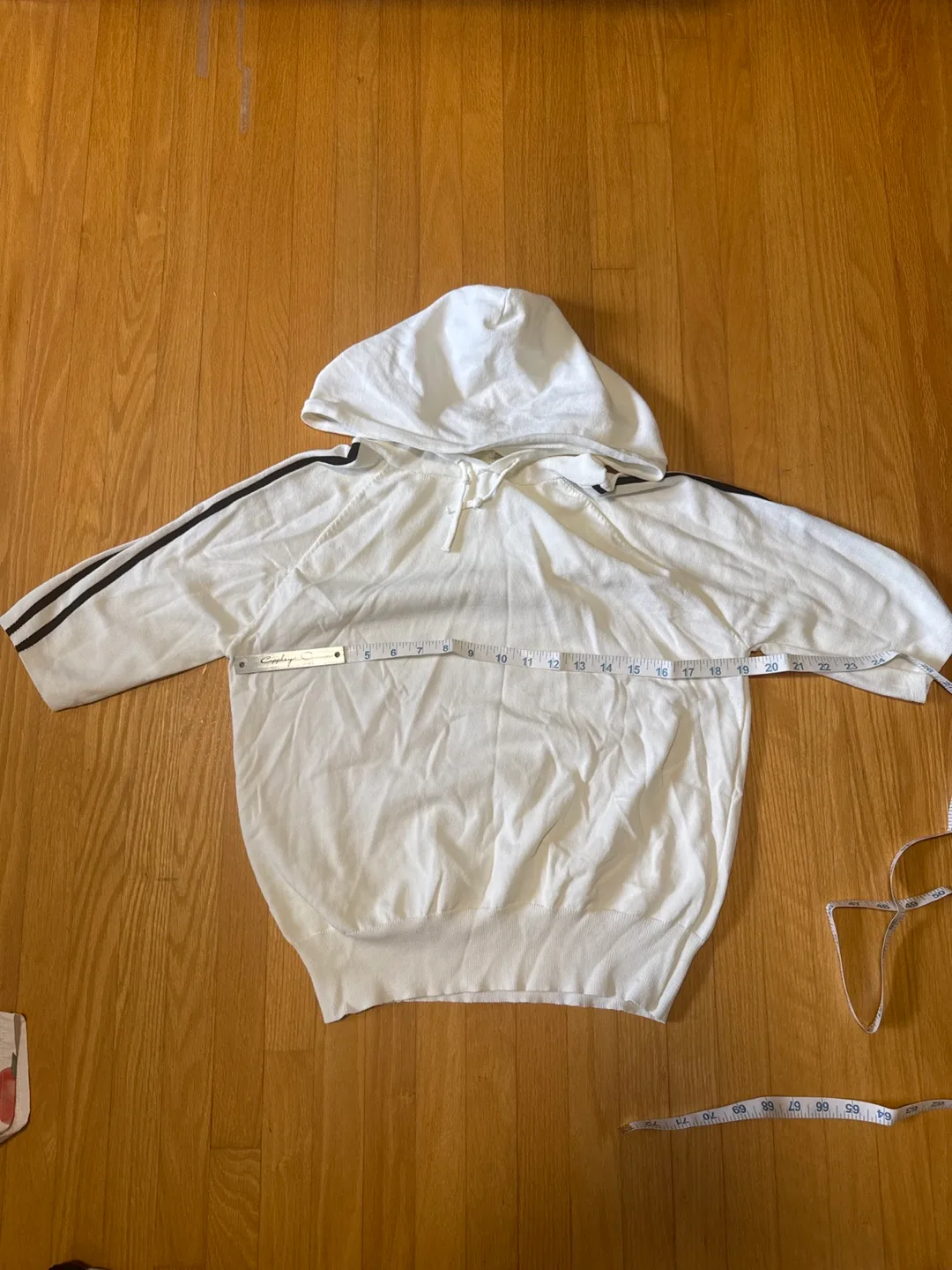 White Hooded Sweater with Dark Stripes thumbnail