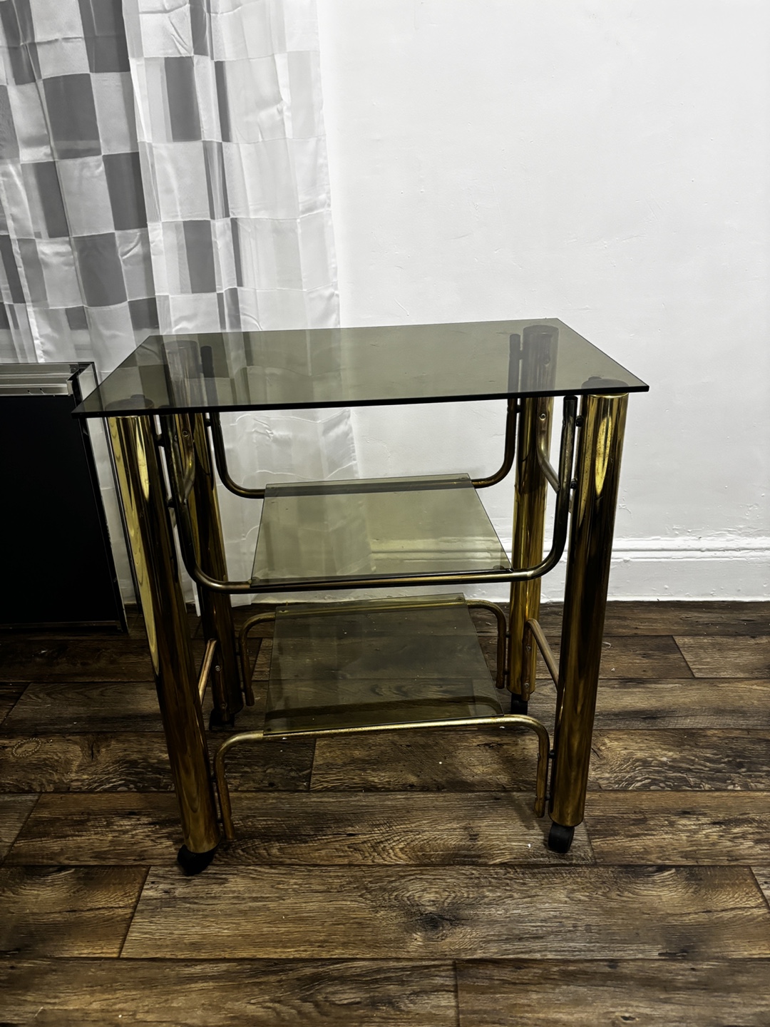 Vintage Glass and Brass Side Table/Entryway table - photo 3