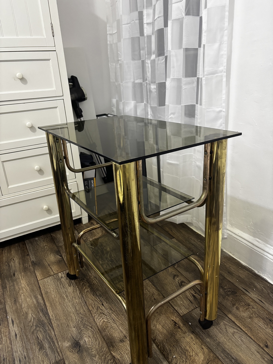 Vintage Glass and Brass Side Table/Entryway table