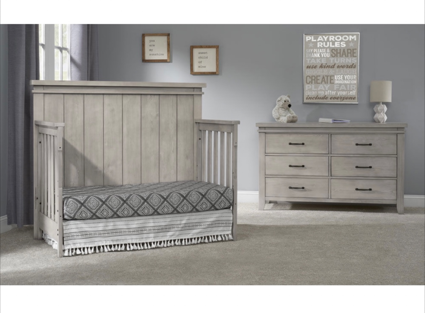 Grey Wooden Crib & Dresser - photo 3