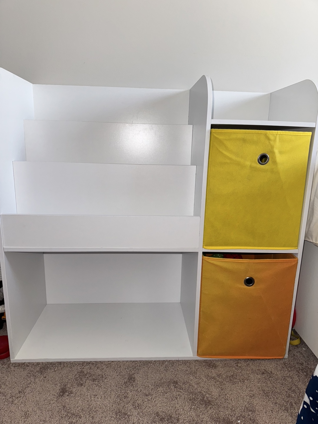 White Bookshelf with Storage Bins - photo 3