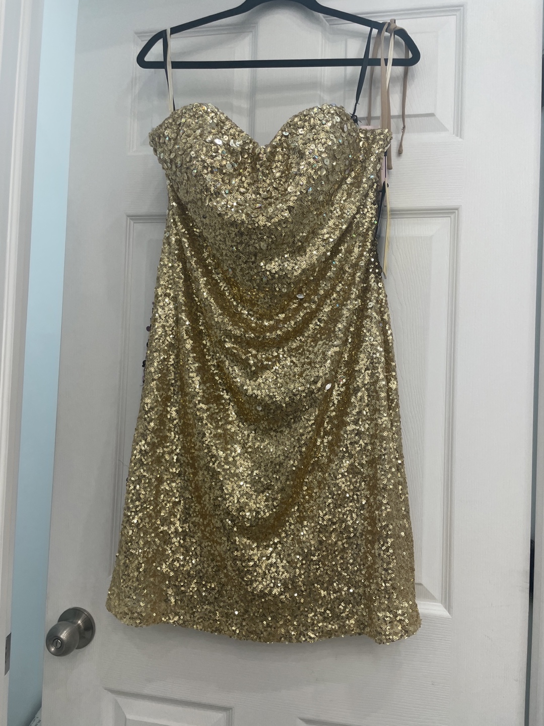 Gold Sequin Strapless Dress