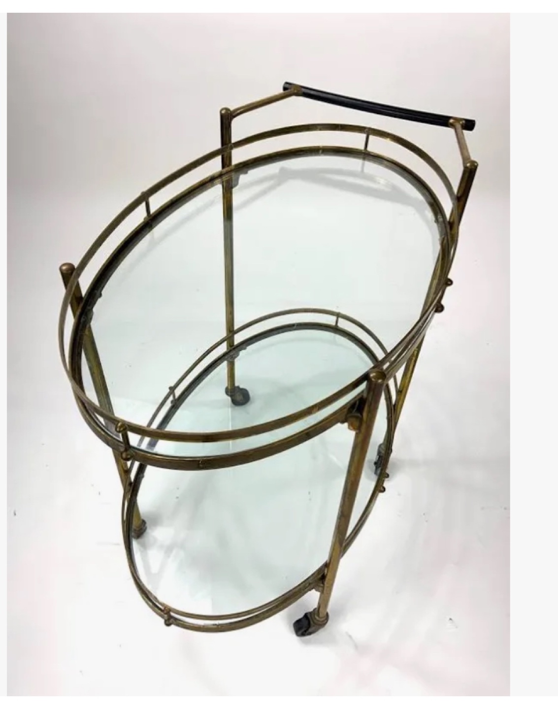 Vintage brass & glass trolley original