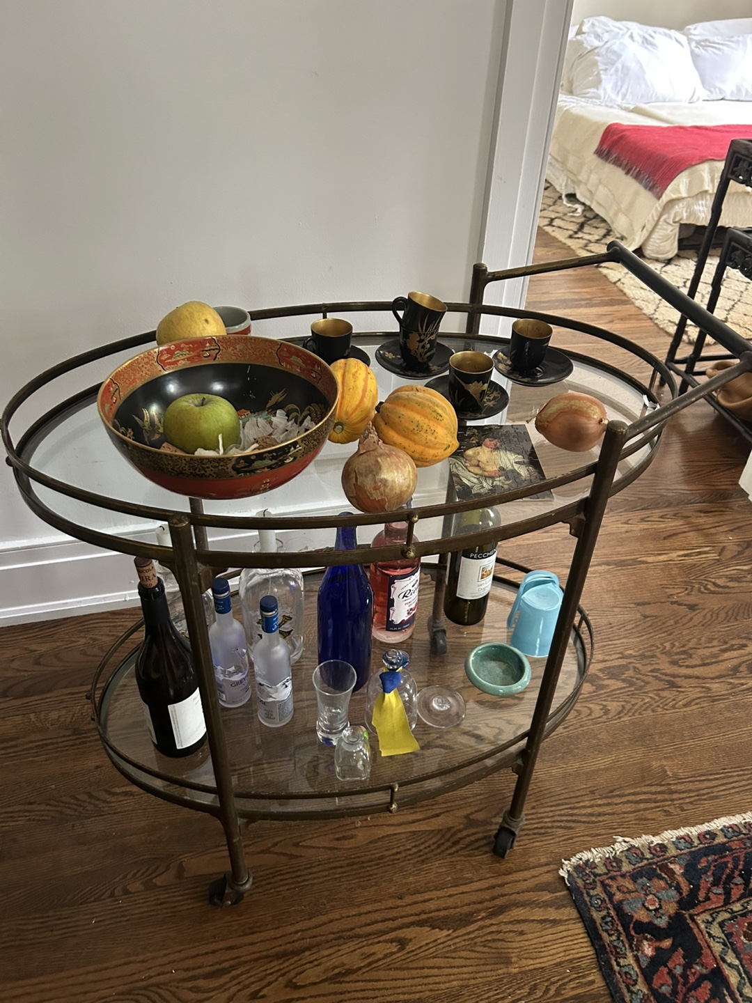 Vintage brass & glass trolley original - photo 2