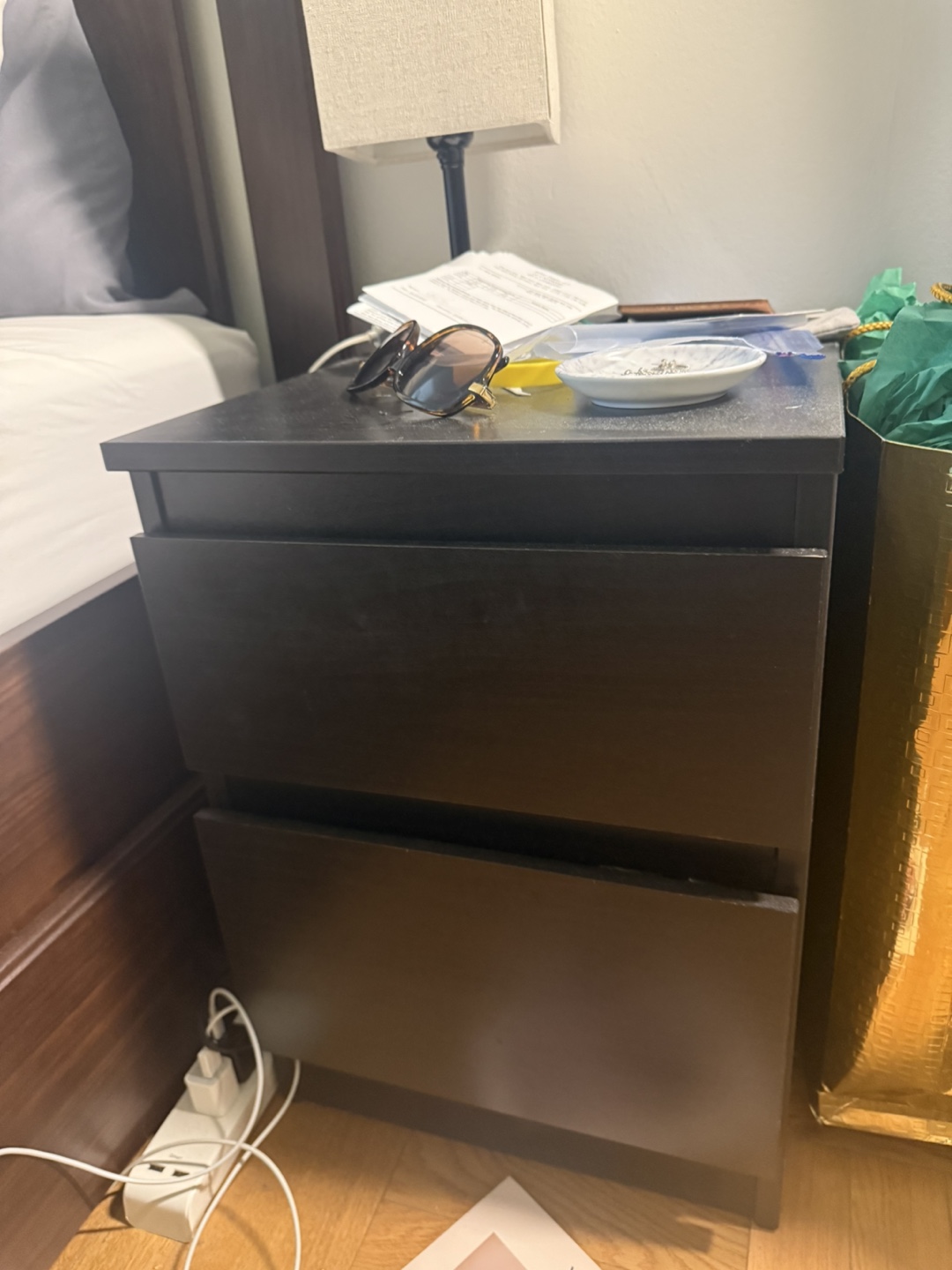 Night stand 2-Drawer Chest - Black-Brown x 2