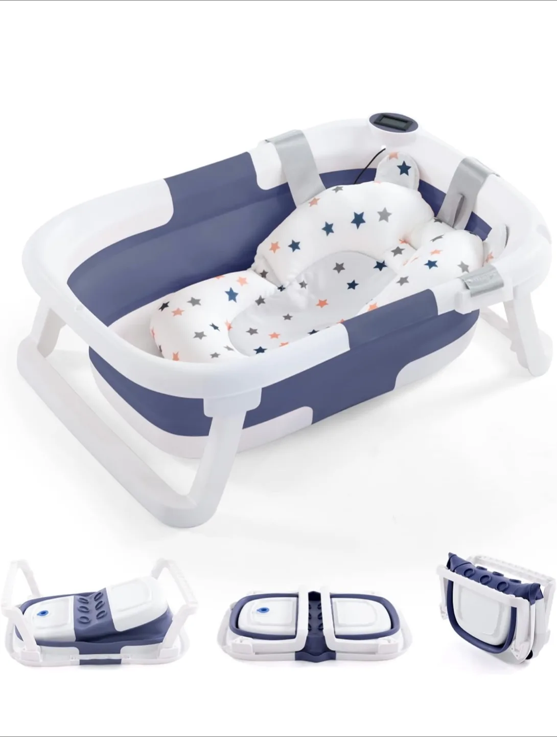 Baby Bathtub with Star Print Cushion thumbnail