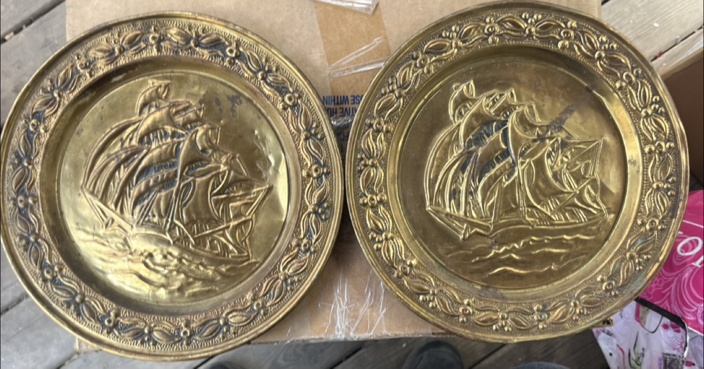 Vintage Brass Ship Plates