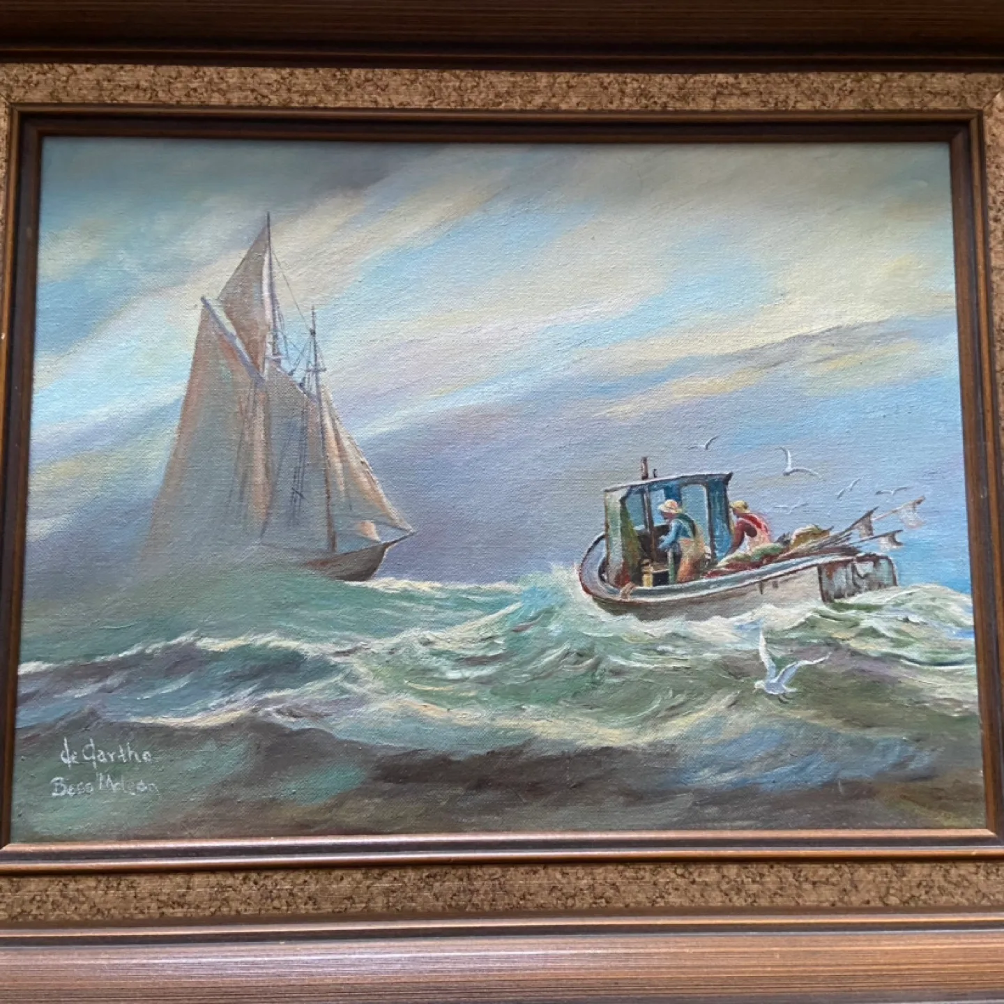 “Atlantic Fishermen” 70s Landscape Painting image indicator(2)