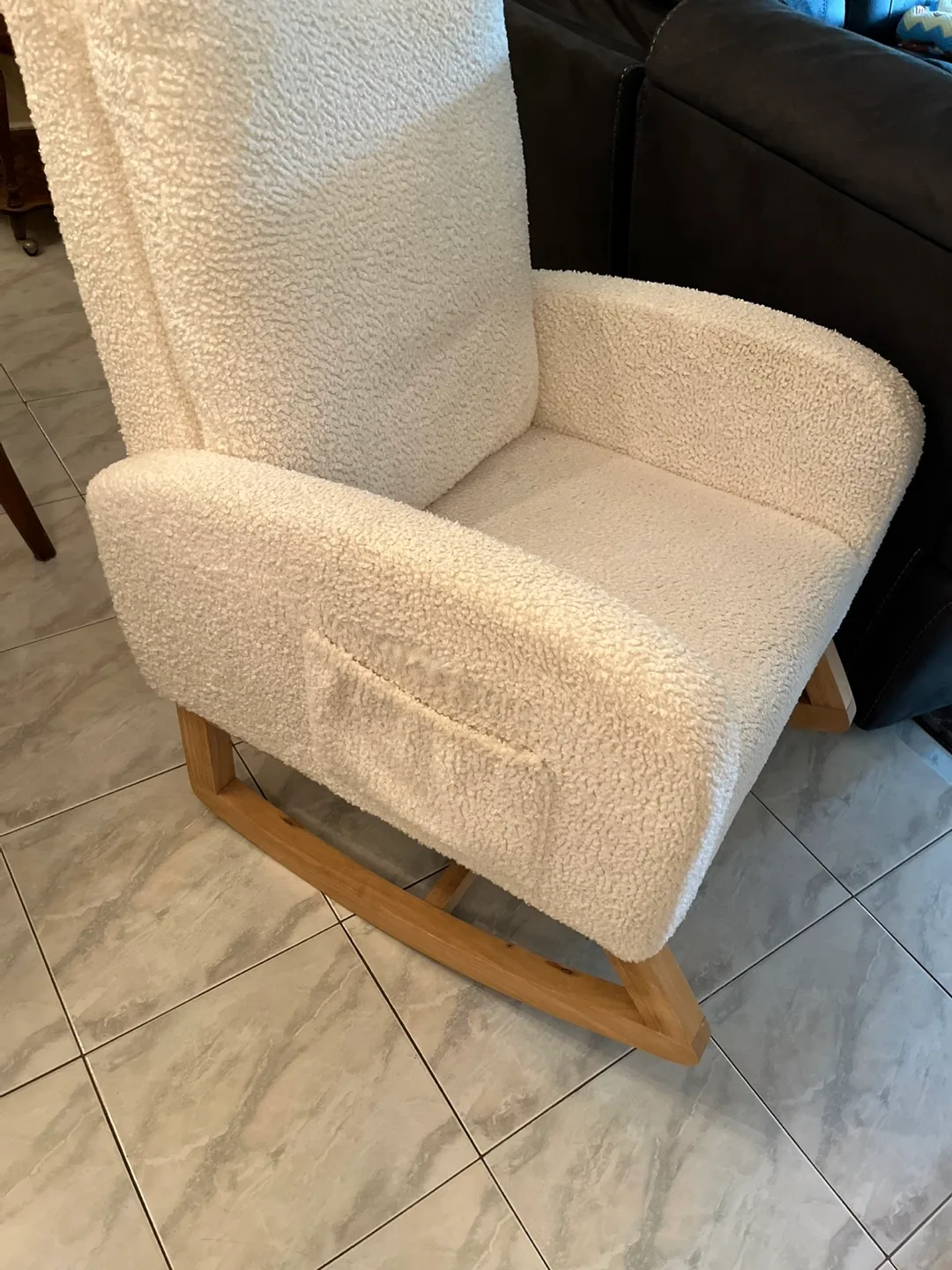 Gently used 9/10  Teddy Fabric Rocking Chair - Off-White image indicator(7)