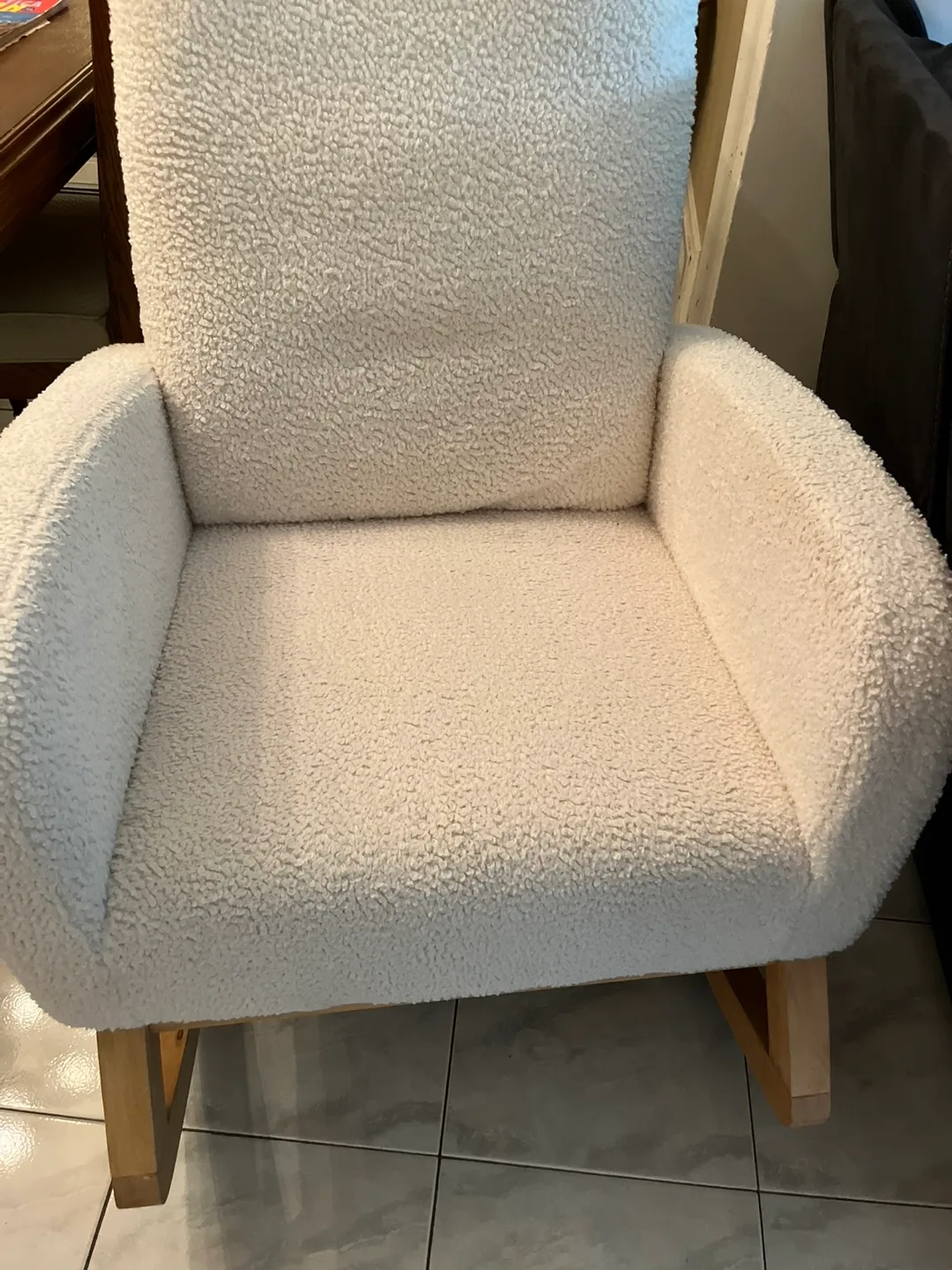 Gently used 9/10  Teddy Fabric Rocking Chair - Off-White image indicator(5)