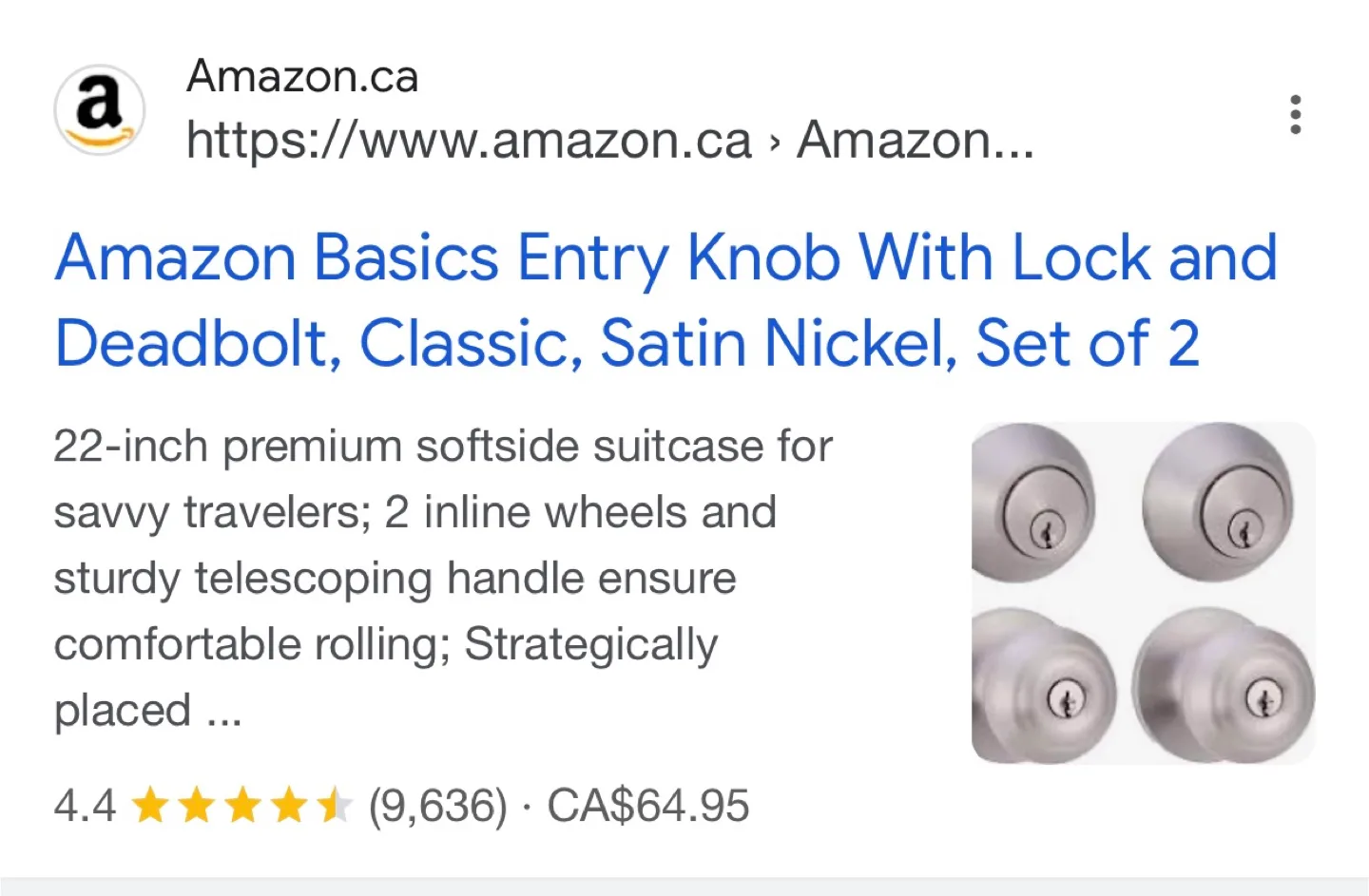 Amazon Basics Entry Knob With Lock and Deadbolt, Classic image indicator(2)