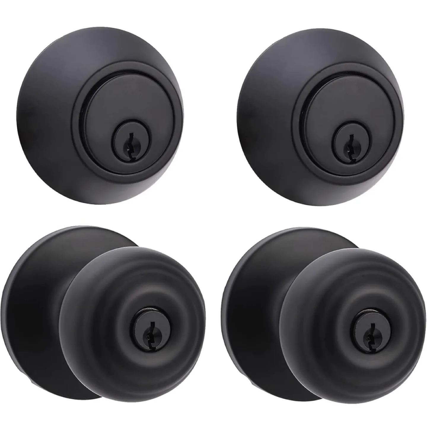 Amazon Basics Entry Knob With Lock and Deadbolt, Classic image indicator(3)
