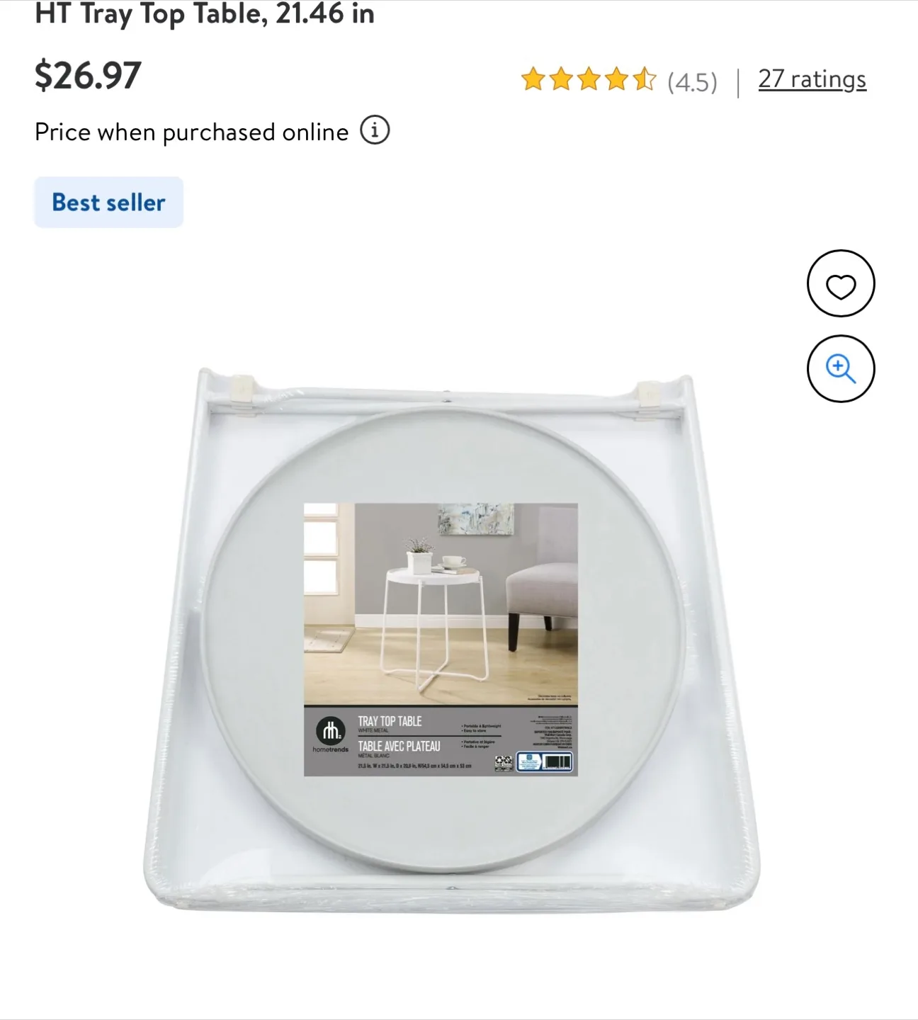 Home Trends Tray Top Table thumbnail