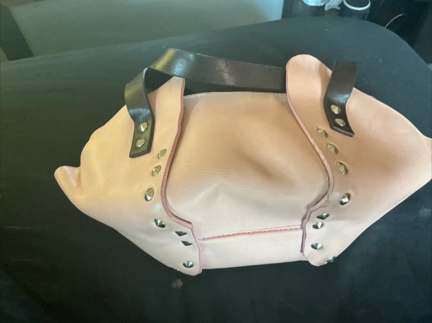 Pink and Brown Handbag with Studs image indicator(3)