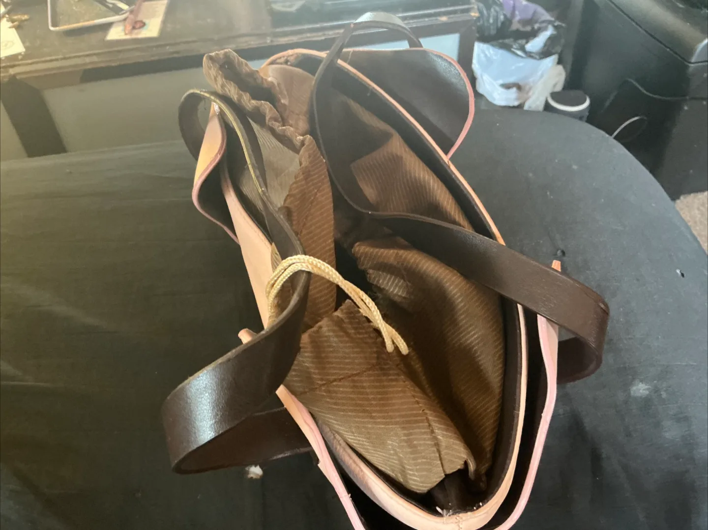 Pink and Brown Handbag with Studs image indicator(4)