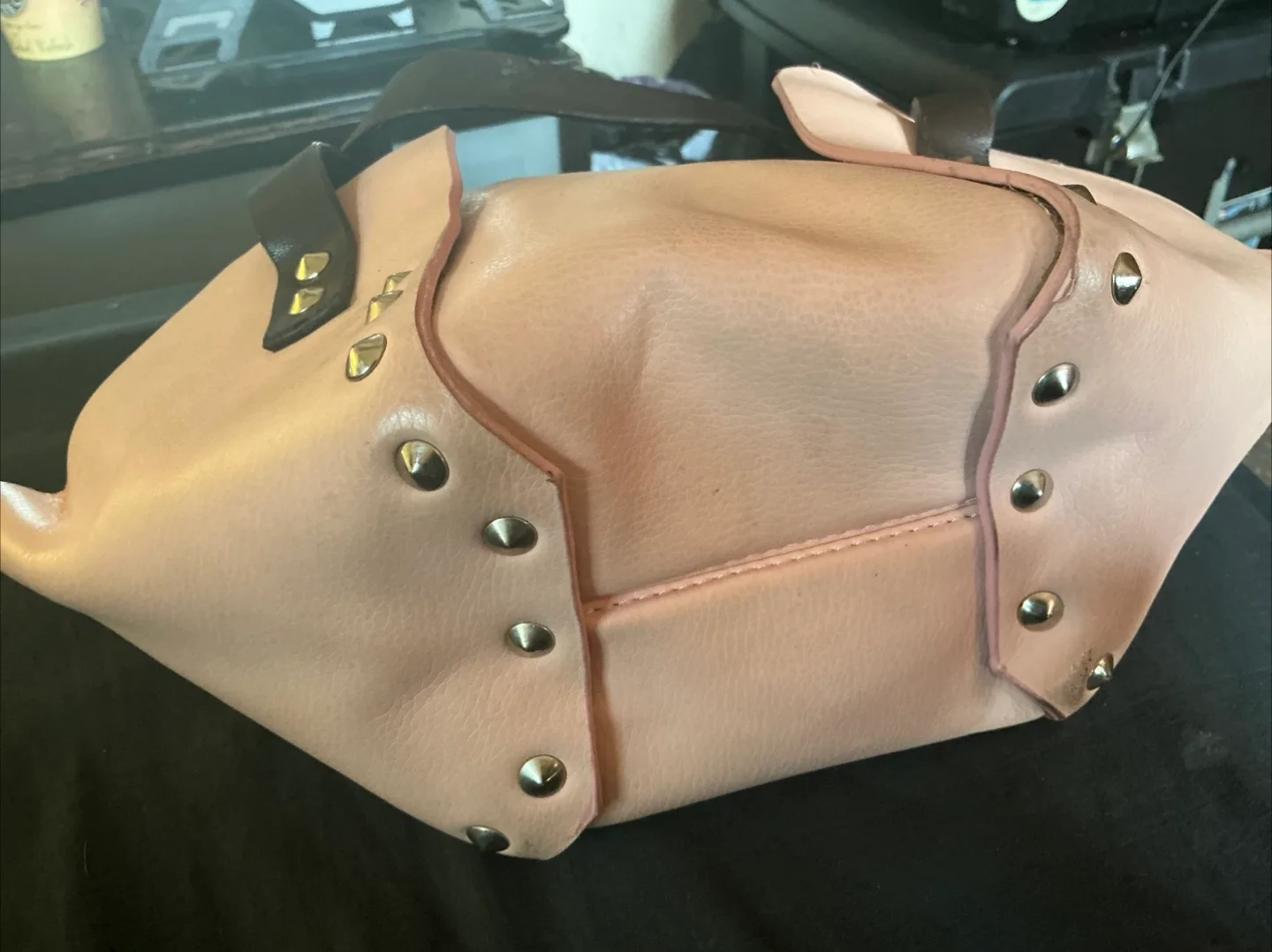 Pink and Brown Handbag with Studs image indicator(2)