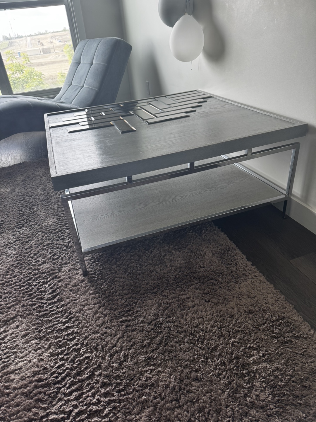 Modern Coffee Table with Mirror Accents