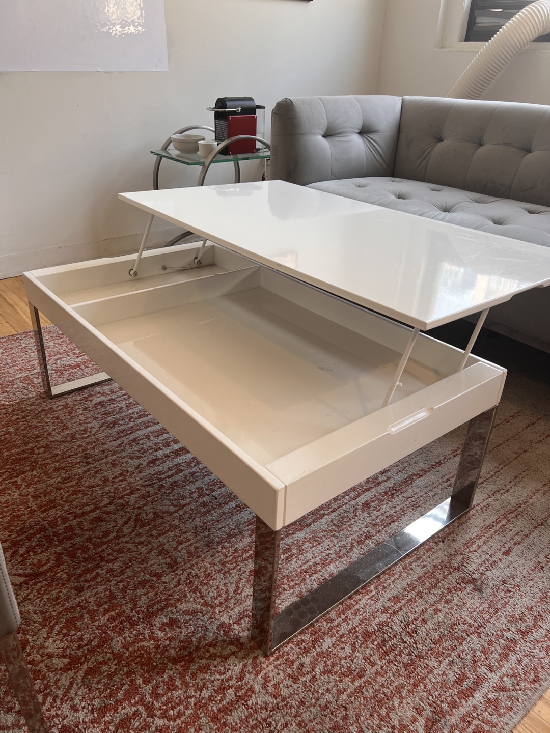 White Rectangular Coffee Table with Lift Top - photo 2