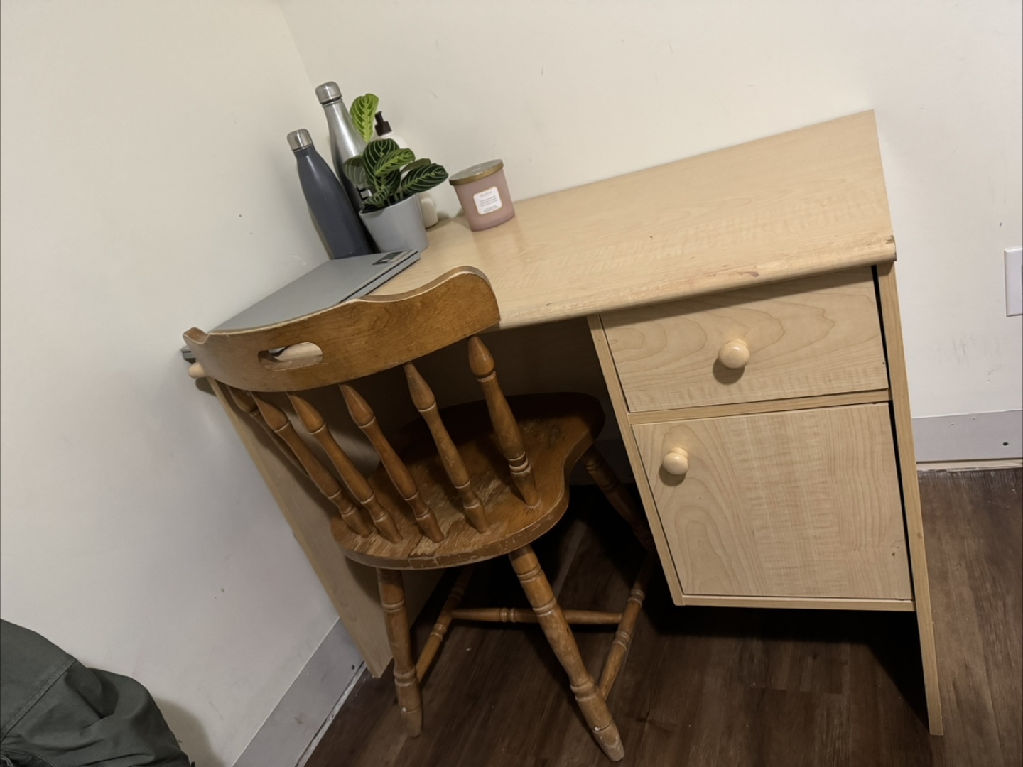 Wood desk and chair