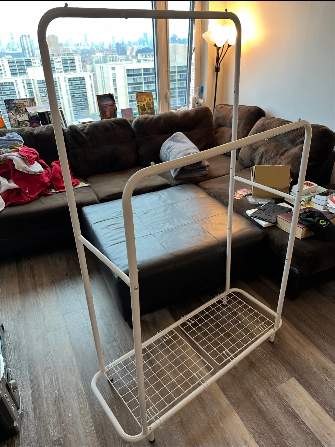 White Metal Clothing Rack thumbnail