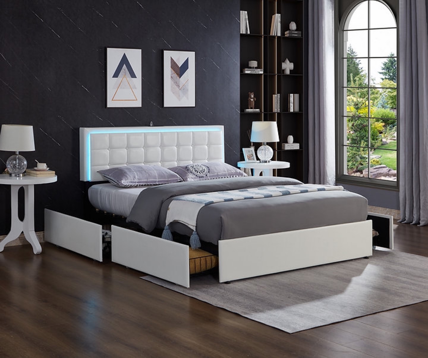 Closing sale-Upholstered Bed Frame With LED Headboard