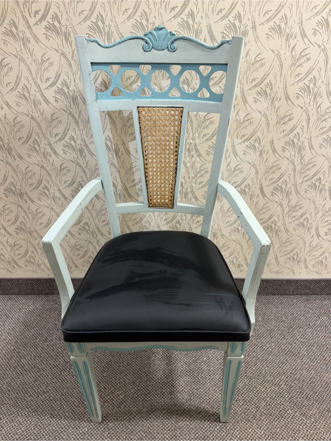 Vintage Hand Painted Light Blue Armchair