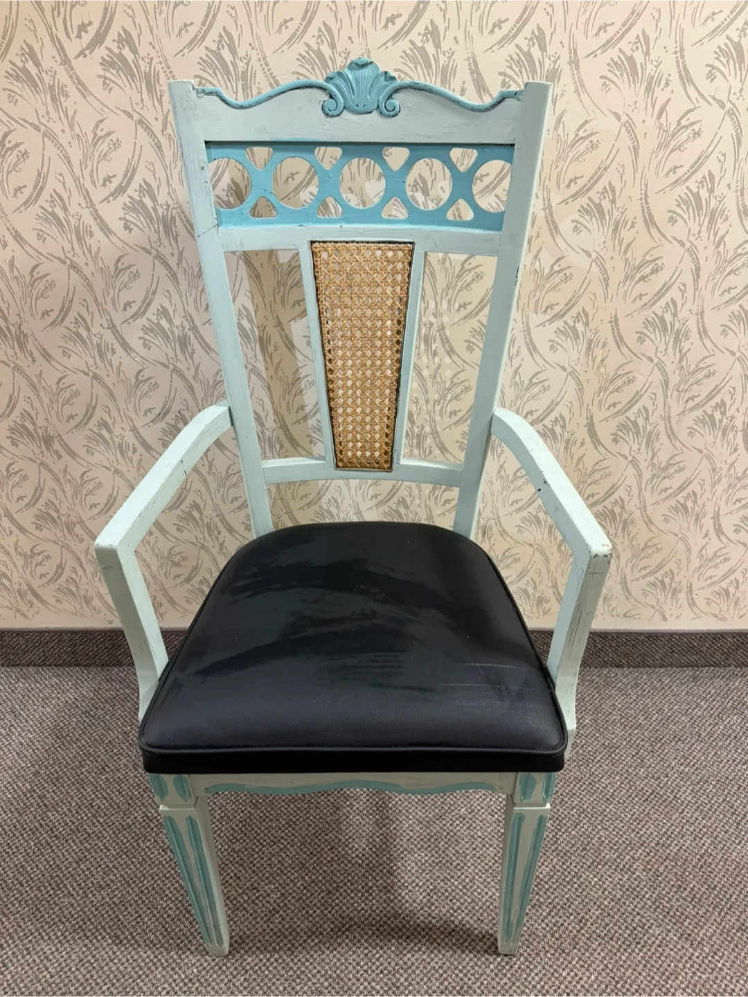 Vintage Hand Painted Light Blue Armchair thumbnail