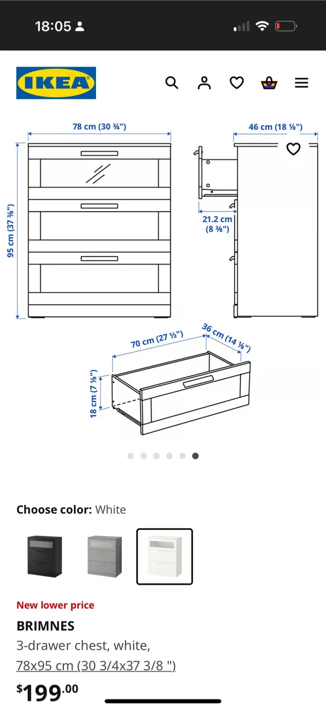 *FREE* IKEA BRIMNES 3-DRAW DRESSER image indicator(6)