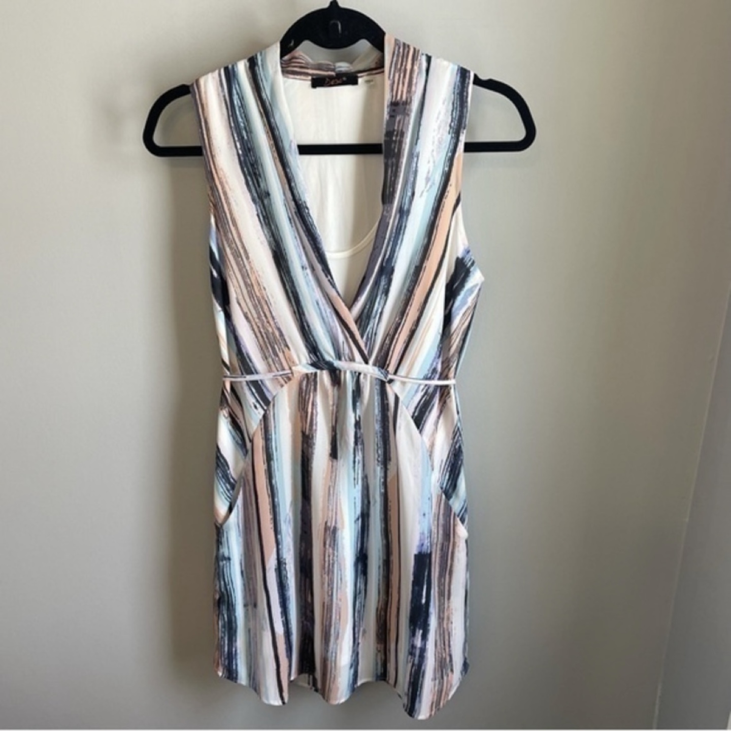 Dex Sleeveless Striped Knee Length Lined Shift Dress Size S