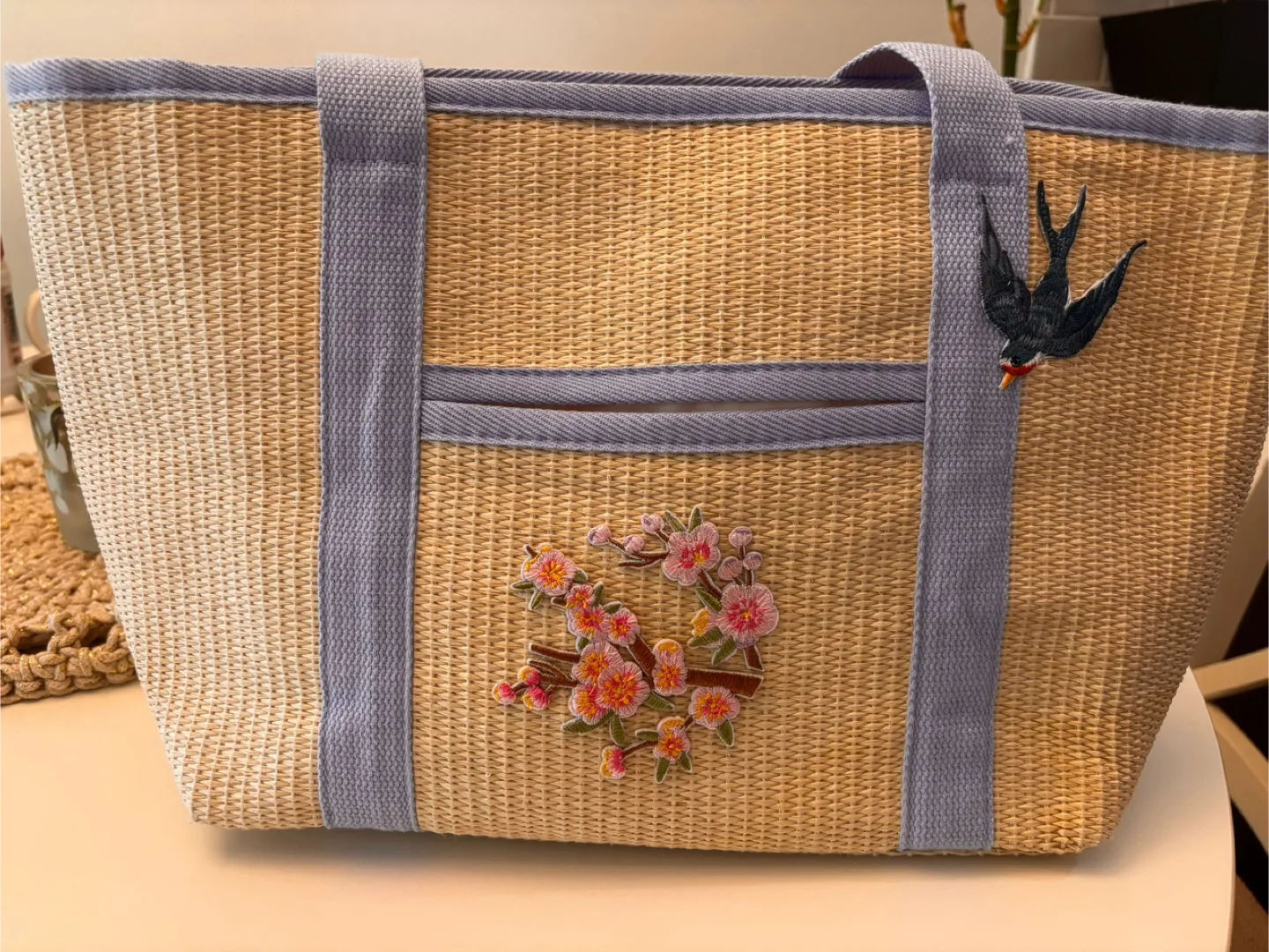 Embroidered Woven Tote Bag