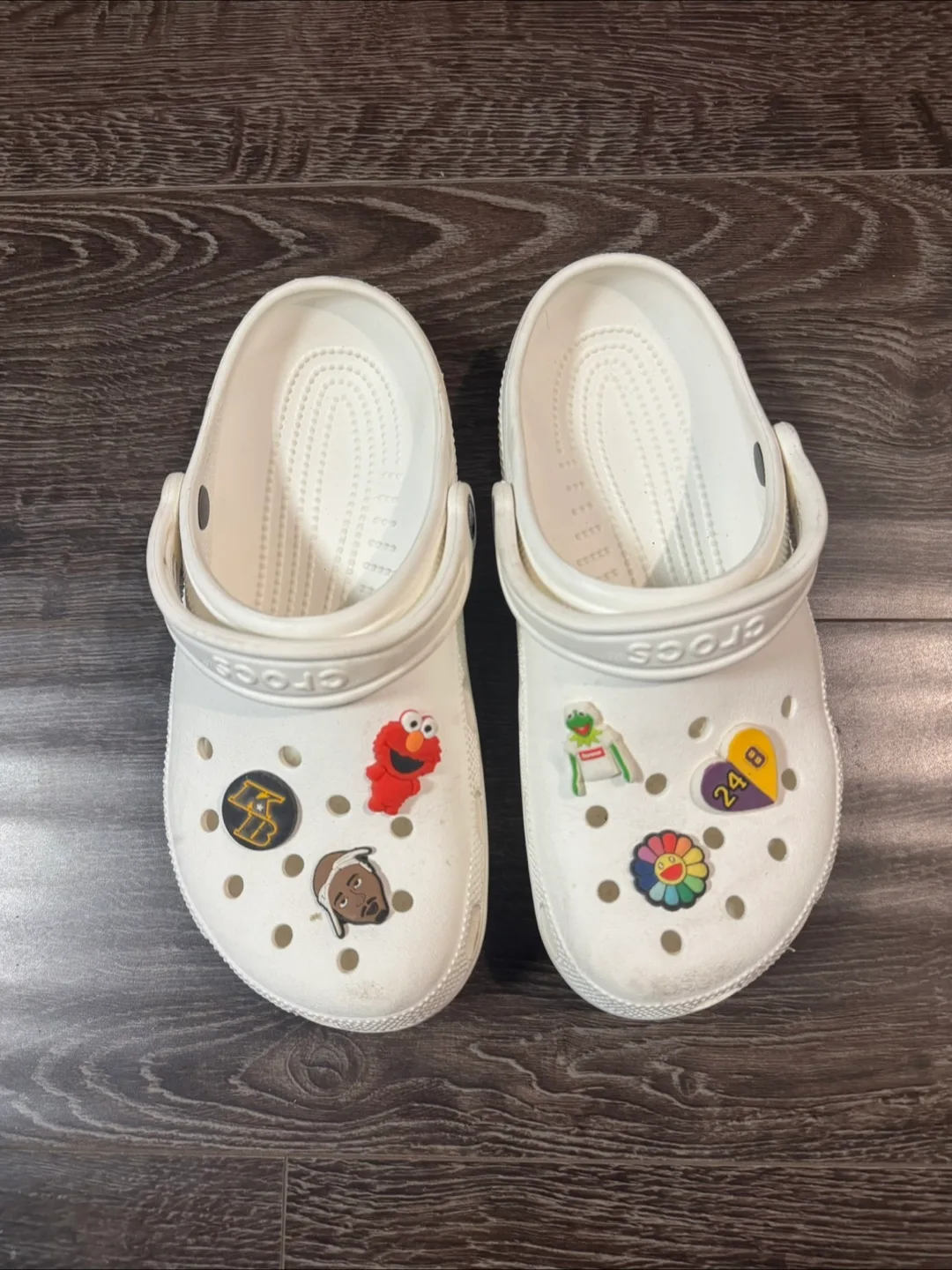 White Crocs Clogs with Shoe Charms thumbnail