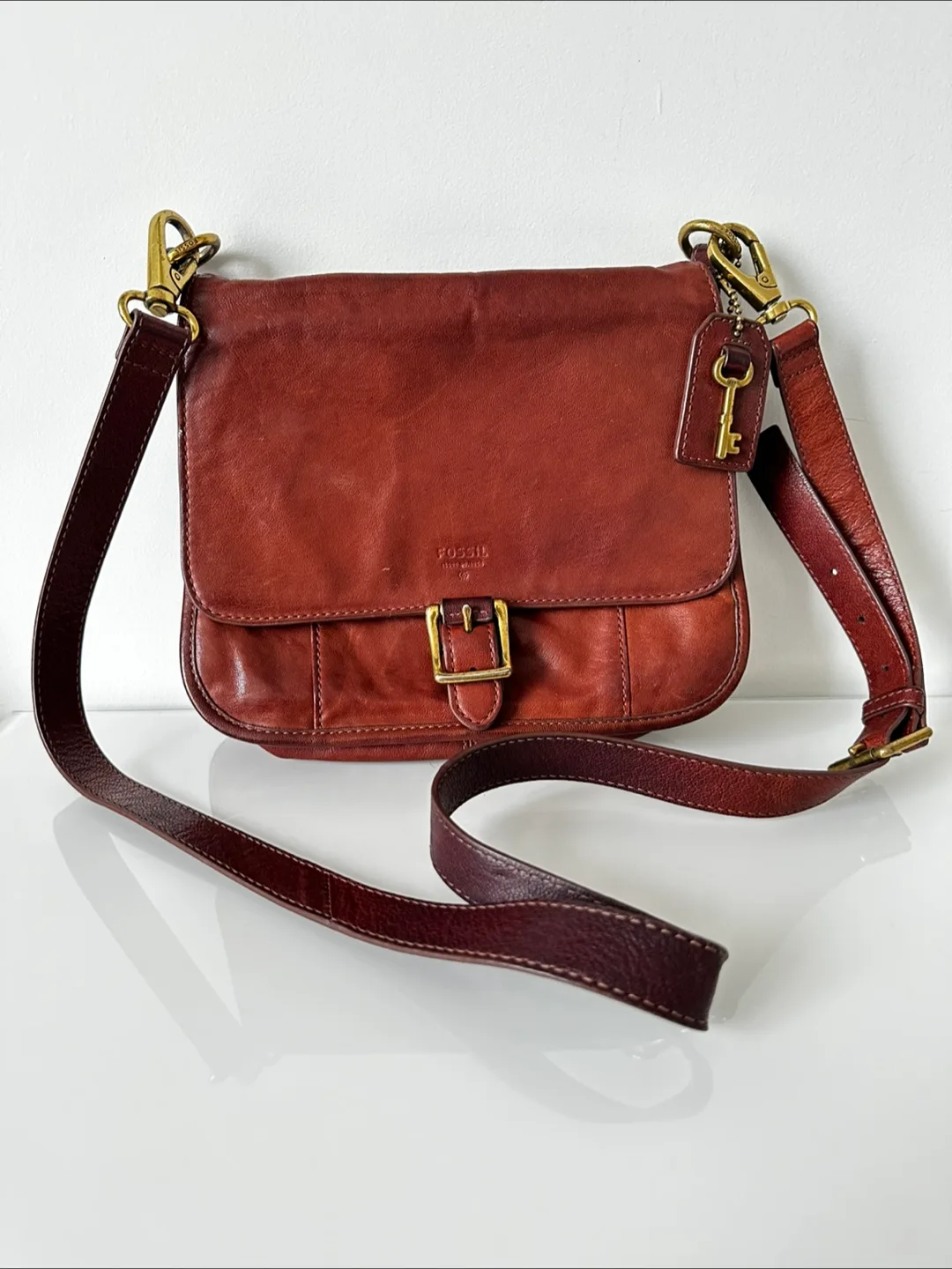Fossil Brown Leather Crossbody Bag thumbnail