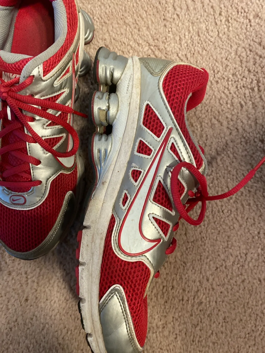 Nike Red & Silver Sneakers -size10 women’s image indicator(3)