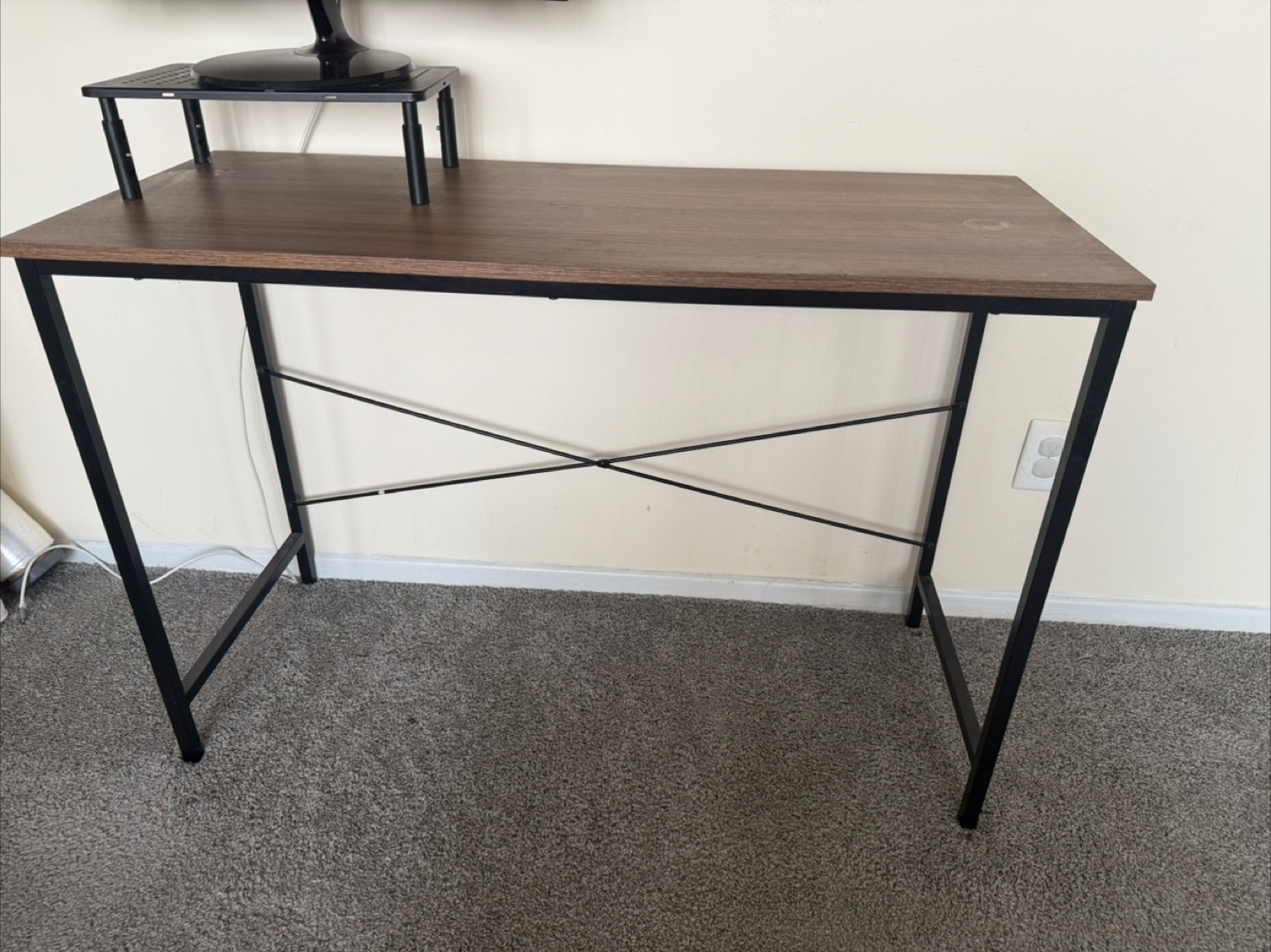 Wooden Desk with Black Metal Legs