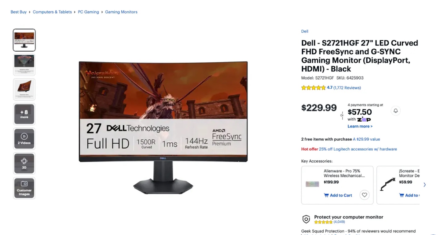 Dell S2721HGF 27" Gaming Monitor