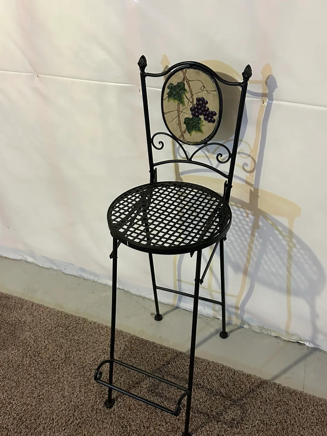 Metal Bar Stool with Grape Design thumbnail