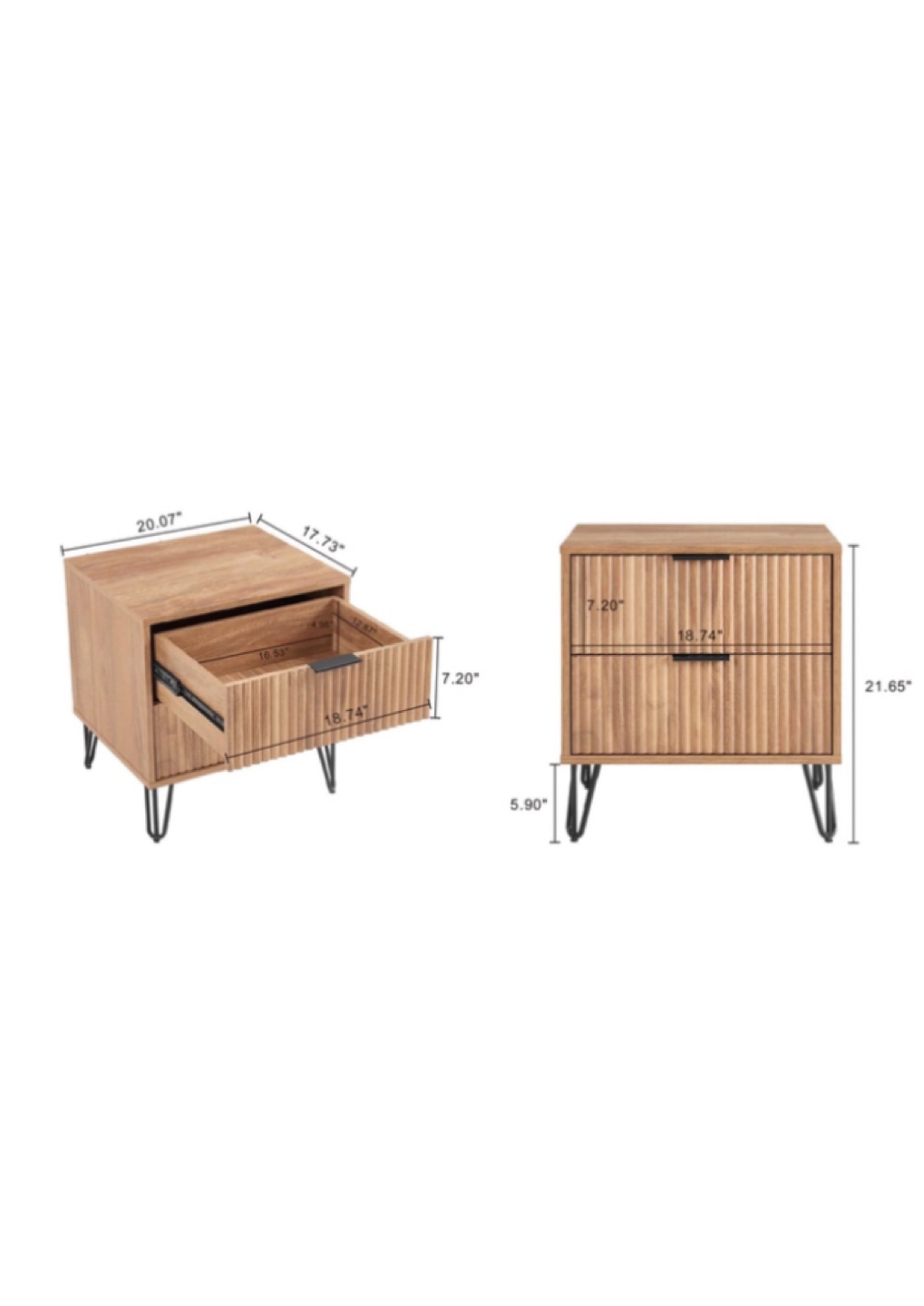 2 Wooden Nightstands with Metal Legs - photo 2