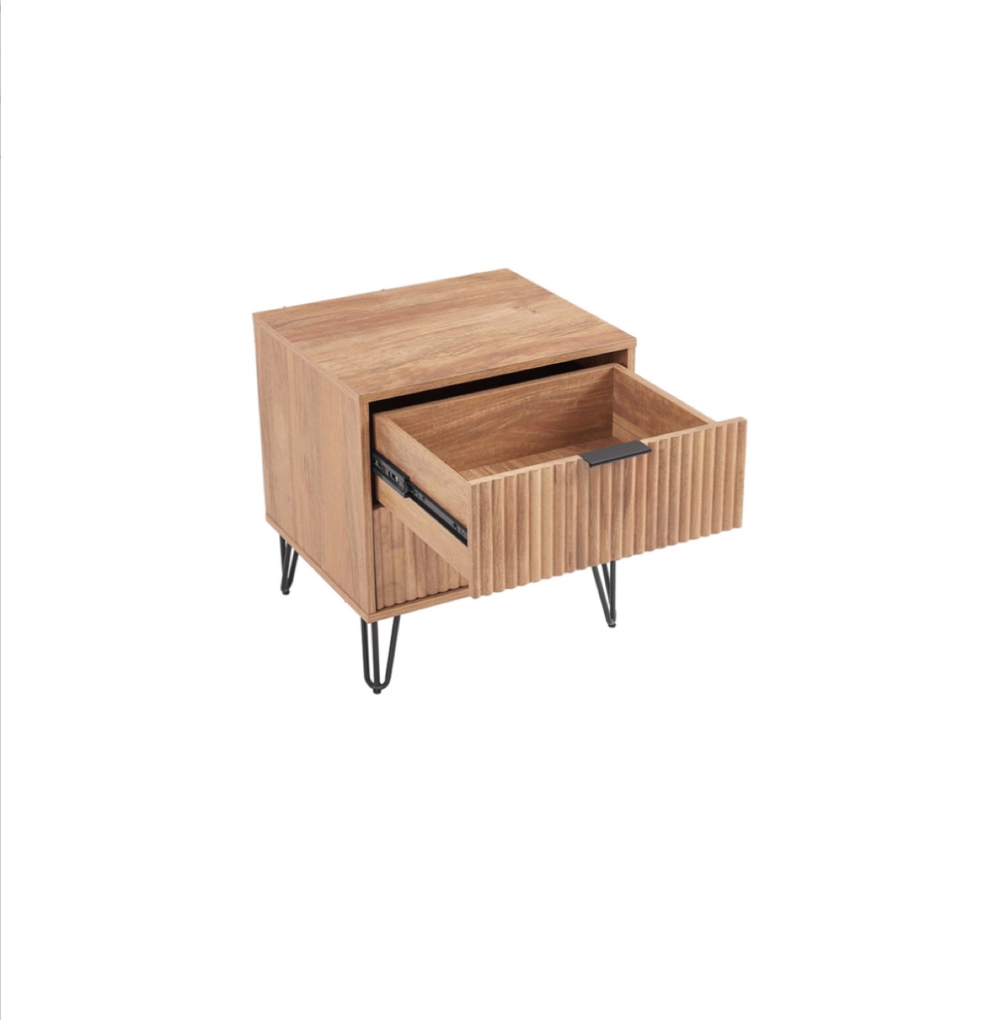 2 Wooden Nightstands with Metal Legs - photo 3