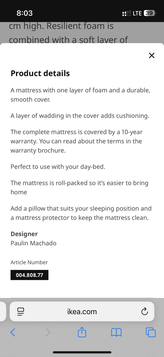 IKEA mattress (Twin) image indicator(6)