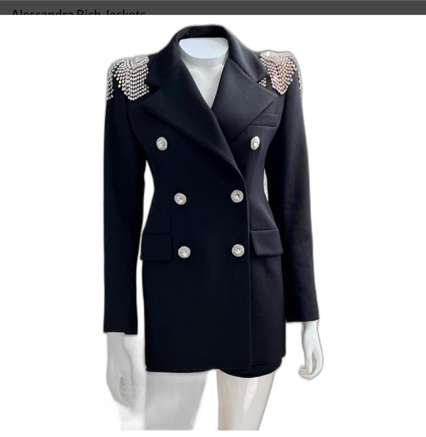 Alessandra Rich Runway Black Blazer with Rhinestone Buttons