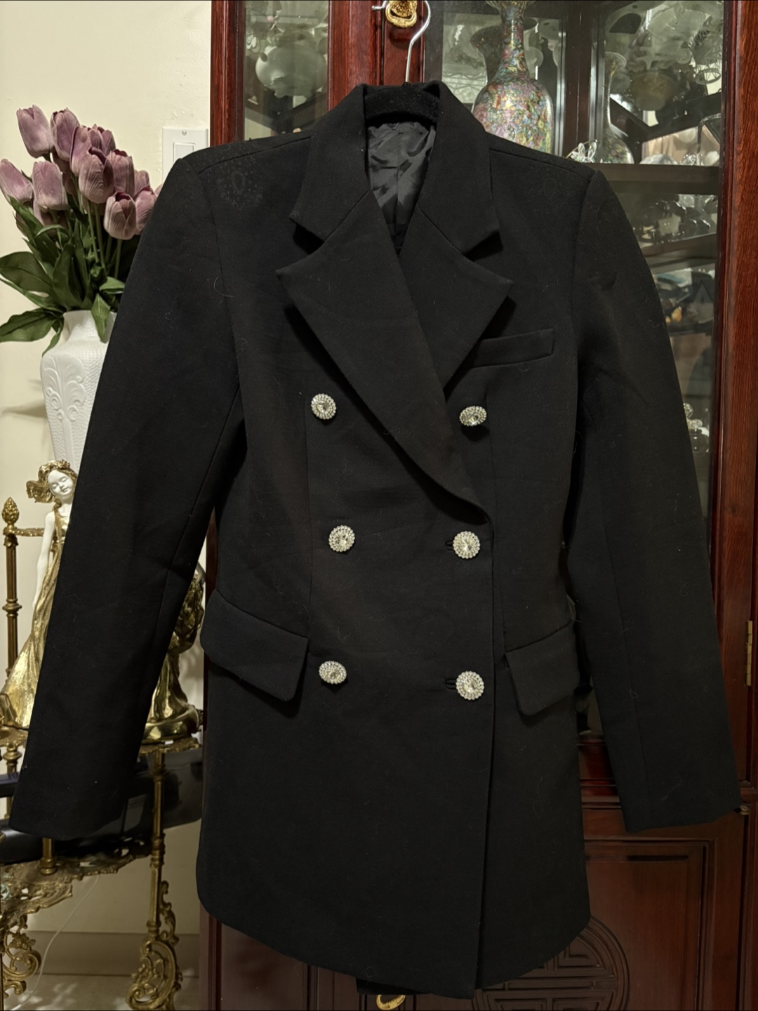 Alessandra Rich Runway Black Blazer with Rhinestone Buttons - photo 2