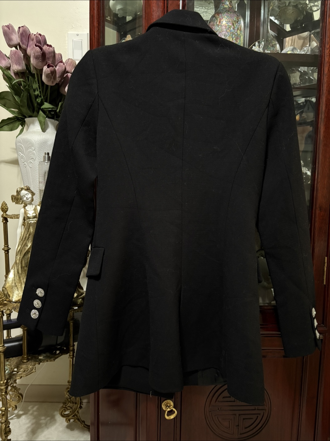 Alessandra Rich Runway Black Blazer with Rhinestone Buttons - photo 3